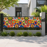 70s Floral Outdoor Balcony Cover – Retro Waterproof Fence Privacy Screen - Retro Privacy Screen