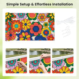 70s Floral Outdoor Balcony Cover – Retro Waterproof Fence Privacy Screen - Retro Privacy Screen