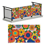 70s Floral Outdoor Balcony Cover – Retro Waterproof Fence Privacy Screen - Retro Privacy Screen