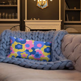 70s FLOWER PILLOW Hippie Retro Flower Power Mod Midcentury Style Pink Blue Yellow - retro pillow