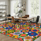 70s Flower Power Retro Midcentury Rug – Floral Soft Non-Slip Area Carpet - retro rug