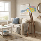 70s Flower Power Retro Wooden Tripod Floor Lamp LED Remote Control - retro floor lamps