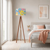 70s Flower Power Retro Wooden Tripod Floor Lamp LED Remote Control - retro floor lamps