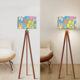 70s Flower Power Retro Wooden Tripod Floor Lamp LED Remote Control - retro floor lamps