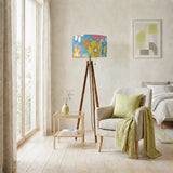 70s Flower Power Retro Wooden Tripod Floor Lamp LED Remote Control - retro floor lamps