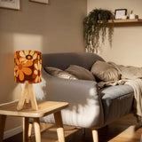 70s Flower Power Retro Wooden Tripod Table Lamp – Smart LED Midcentury Light - retro table lamps
