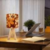 70s Flower Power Retro Wooden Tripod Table Lamp – Smart LED Midcentury Light - retro table lamps