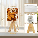 70s Flower Power Retro Wooden Tripod Table Lamp – Smart LED Midcentury Light - retro table lamps