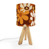 70s Flower Power Retro Wooden Tripod Table Lamp – Smart LED Midcentury Light - US Plug - retro table lamps