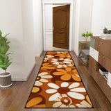 70s Flower Power Runner Rug – Midcentury White Brown Orange Multi Sizes - 24’’x72’’ - retro runner