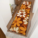 70s Flower Power Runner Rug – Midcentury White Brown Orange Multi Sizes - retro runner