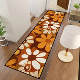 70s Flower Power Runner Rug – Midcentury White Brown Orange Multi Sizes - retro runner