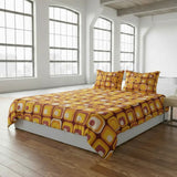 70s Orange Brown Retro Bedding in 4 Sizes – Midcentury Quilt Cover Set - retro bedding