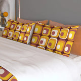 70s Orange Brown Retro Bedding in 4 Sizes – Midcentury Quilt Cover Set - retro bedding