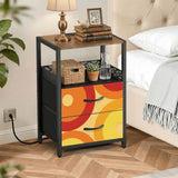 70s Retro Bedside Table Cabinet with Integrated Power Access - Home Accessories