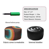 70s Retro Black Rainbow Inflatable Ottoman – Midcentury Footstool Lounge Seat - pouf