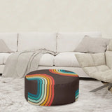 70s Retro Black Rainbow Inflatable Ottoman – Midcentury Footstool Lounge Seat - pouf