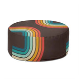 70s Retro Black Rainbow Inflatable Ottoman – Midcentury Footstool Lounge Seat - pouf