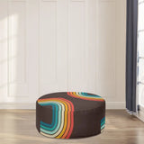70s Retro Black Rainbow Inflatable Ottoman – Midcentury Footstool Lounge Seat - pouf