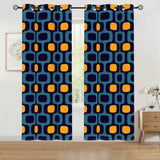 70s Retro Blackout Curtains: Blue Orange Scandi Midcentury Modern Panels - 50’’x84’’x2pcs - retro curtains