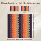 70s Retro Brown Orange Comforter Set: Queen Size Midcentury Microfiber Bedding - One Size - retro bedding