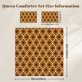 70s Retro Comforter Set Peacock Pattern: Queen Size Orange Brown Vanilla - One Size - retro bedding
