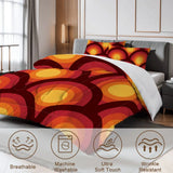 70s Retro Comforter Set: Queen Size Microfiber Bedding Peacock Eye Print - retro ads