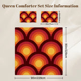 70s Retro Comforter Set: Queen Size Microfiber Bedding Peacock Eye Print - retro ads