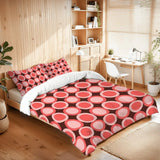 70s Retro Comforter Set: Queen Size Microfiber Bedding Pink Circle Print - retro bedding