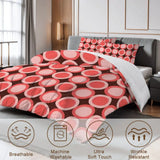 70s Retro Comforter Set: Queen Size Microfiber Bedding Pink Circle Print - retro bedding
