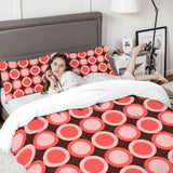 70s Retro Comforter Set: Queen Size Microfiber Bedding Pink Circle Print - retro bedding