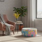 70s Retro Hippie Style Inflatable Ottoman – Midcentury Flower Power Lounge Seat - pouf