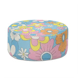 70s Retro Hippie Style Inflatable Ottoman – Midcentury Flower Power Lounge Seat - pouf