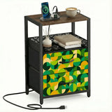 70s Retro Midcentury Bedside Cabinet with Power Outlet & USB Ports - retro bedside table