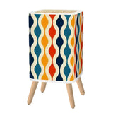 70s Retro Midcentury Modern Wastebasket: Colorful Nordic Trash Can with Lid - retro ads