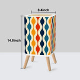 70s Retro Midcentury Modern Wastebasket: Colorful Nordic Trash Can with Lid - retro ads