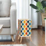 70s Retro Midcentury Modern Wastebasket: Colorful Nordic Trash Can with Lid - retro ads