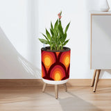 70s Retro Nordic Style Plant Pot with Wooden Legs: Yellow Orange Red - retro ads