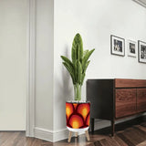 70s Retro Nordic Style Plant Pot with Wooden Legs: Yellow Orange Red - retro ads