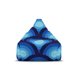 70s Retro Peacock Eye Home Decor Bean Bag Cover – Blue Midcentury Modern Seat - 27’’ × 30’’ × 25’’ / Without insert