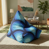 70s Retro Peacock Eye Home Decor Bean Bag Cover – Blue Midcentury Modern Seat - retro bean bag