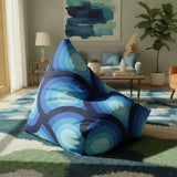 70s Retro Peacock Eye Home Decor Bean Bag Cover – Blue Midcentury Modern Seat - retro bean bag