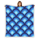 70s Retro Peacock Eye Home Decor Blanket – Blue Midcentury Modern Decor - retro blankets