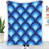70s Retro Peacock Eye Home Decor Blanket – Blue Midcentury Modern Decor - retro blankets