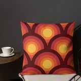 70s Retro Peacock Eyes Pattern Premium THROW PILLOW Yellow Orange Red - retro pillow