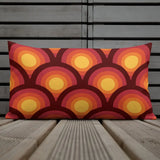 70s Retro Peacock Eyes Pattern Premium THROW PILLOW Yellow Orange Red - retro pillow