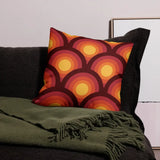 70s Retro Peacock Eyes Pattern Premium THROW PILLOW Yellow Orange Red - retro pillow