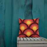 70s Retro Peacock Eyes Pattern Premium THROW PILLOW Yellow Orange Red - retro pillow
