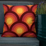 70s Retro Peacock Eyes Pattern Premium THROW PILLOW Yellow Orange Red - retro pillow