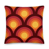 70s Retro Peacock Eyes Pattern Premium THROW PILLOW Yellow Orange Red - retro pillow